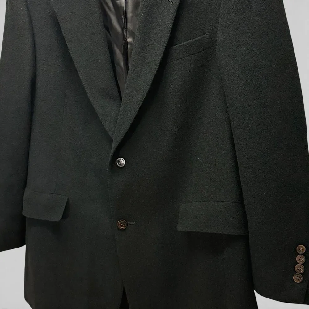 Vtg 100% Camel Hair Blazer Size 44 R Black Formal Event Career Business Wedding